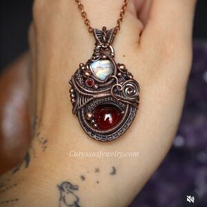 Elegant Copper and Red Stone Pendant Necklace